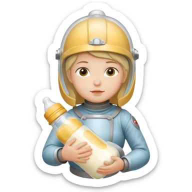 Un biberon avec du lait chaud et Jeanne d’arc qui flotte dedans  sticker