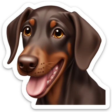 Panting happy chocolate Doberman puppy sticker