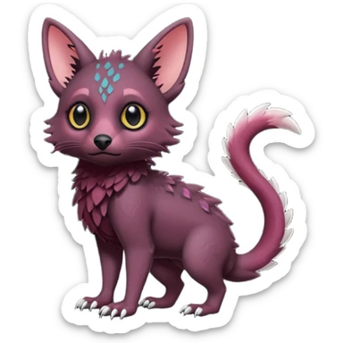 Cute cool realistic black Trico-hybrid-creature dark burgundy (full body) sticker