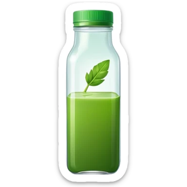 green juice in clear square bottle sticker