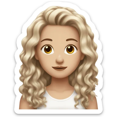 Aesthetic white girl with brown wavy hair sticker
