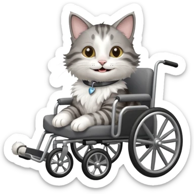 disabled cat in cat wheelchair sticker