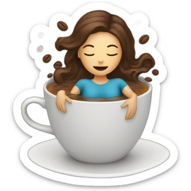 woman swimming inside a cup full of coffee sticker