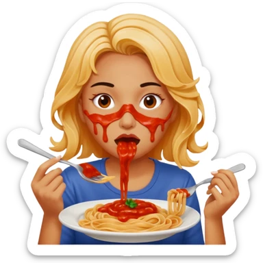 the woman who eats pasta sticker