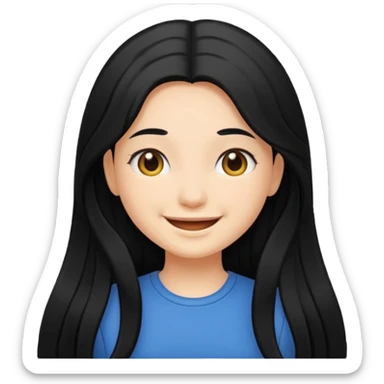 Girl with long black hair smiling sticker