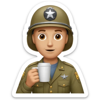 Une Tassae de cafe soldat americain ww2 anthropomorphe  sticker