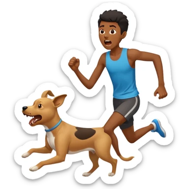 A skinny black person screaming while running from a dog sticker