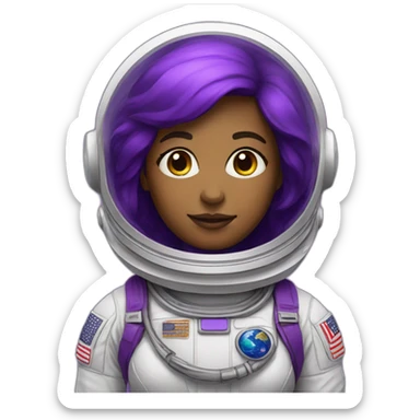 Woman astronaut with purple color sticker
