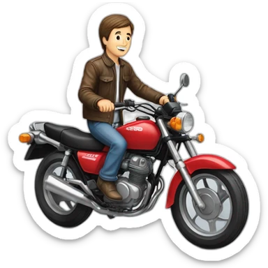 A middle age man wheelie the motorcycle honda Red 250 cc 1985 sticker