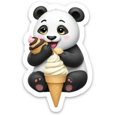 Panda eating ice cream sticker