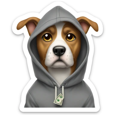 Dog with a hoodie flexing money  sticker