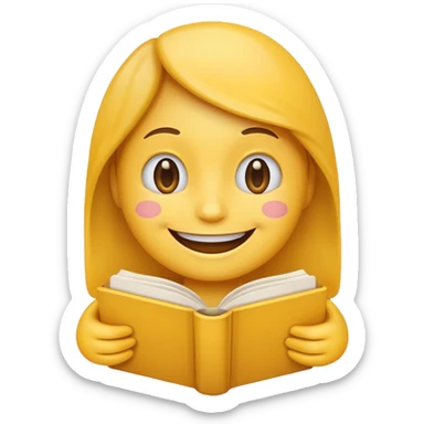 smiling face emoji holding a book sticker