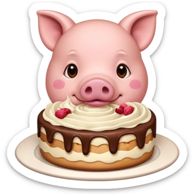 Pig eating tiramisu  sticker