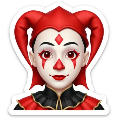 Jester, black and red and white sticker