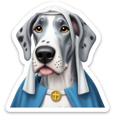 Blue Merle Great Dane wearing a nun costume  sticker