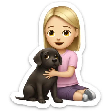 girl with down syndrome petting a dog sticker