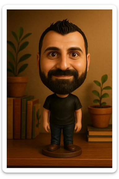 Create a bobblehead with the reference. sticker