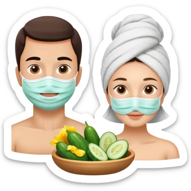 Pareja con tratamiento facial en el spa sticker