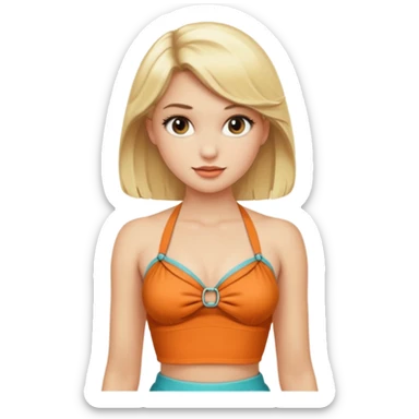 Blonde girl in a retro halter top  sticker
