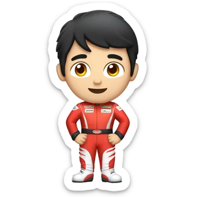 guy in red racing outfit with black hair sticker