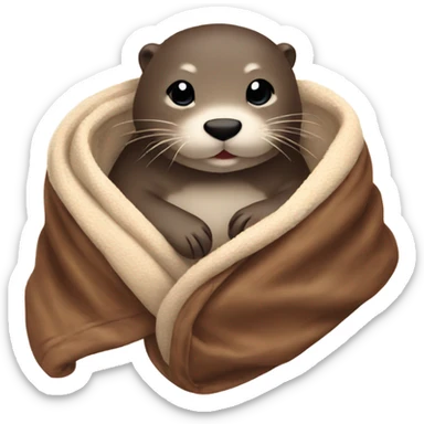 otter cozy in blanket sticker