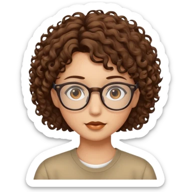 brown eyes brown short curly hair with glasses sticker