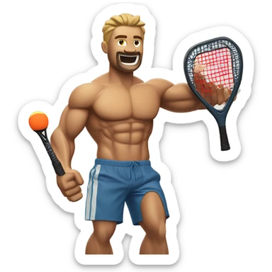 muscular arm emoji with a padel racket in his hand. I only want the muscular arm and the racket. sticker