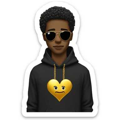black man heart eyes hoodie gold chain sticker