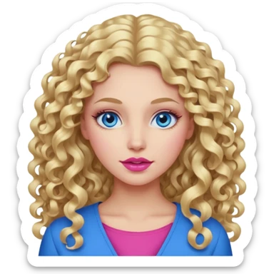 açık tenli  uzun kıvırcık sarı saçlı mavi gözlü   dudak rengi pembe yetişkin kadın sadece yüz emojisi sticker