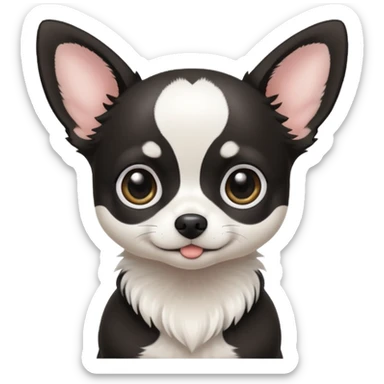 A black and white chihuahua emoji please witha white line on the center of head sticker