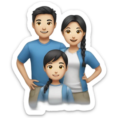 team of 3 asian friends (2 boys and 1 girl) sticker