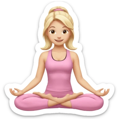 blonde yoga girl light pink clothes n sticker