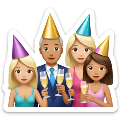 Family mom and dad with daughter and her twinkly sisters sticker