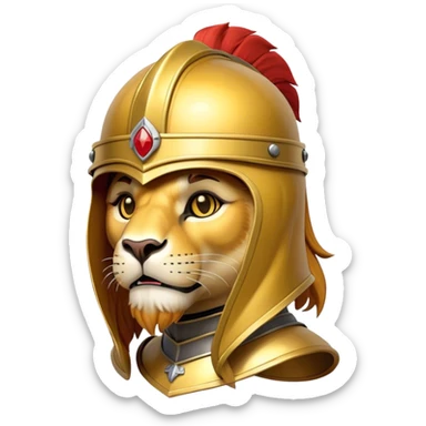 Lion sitting whit full-face closed armet medieval sticker