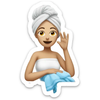 white woman in towel washing face sticker