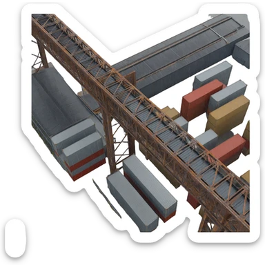 a industrial building from an overhead view in a foreign country in the style of dark realism, just the building sticker