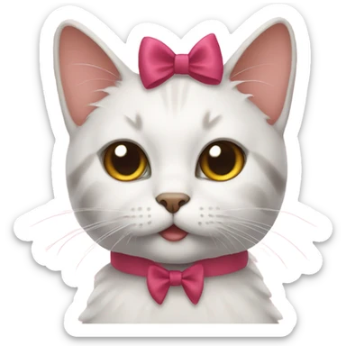 Cat with a bow on sticker