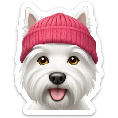 west highland white terrier with a beanie sticker