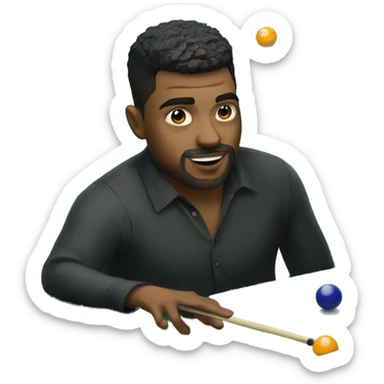 A short haired man playing pool on a pool table  sticker