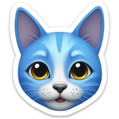 Blue simplistic sketch of a cute cat face sticker