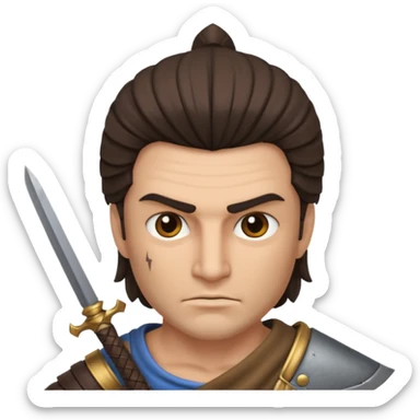 crea a un guerrero griego estoico, muy musculoso 3d sticker