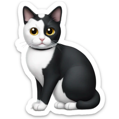 Tuxedo cat with a half white white half black mustache  sticker