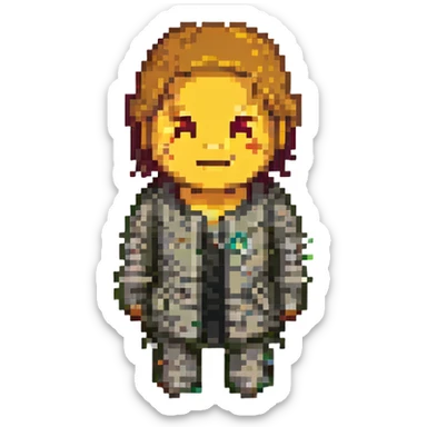 pixel art emoji of a character turning away and saying 'nah' sticker