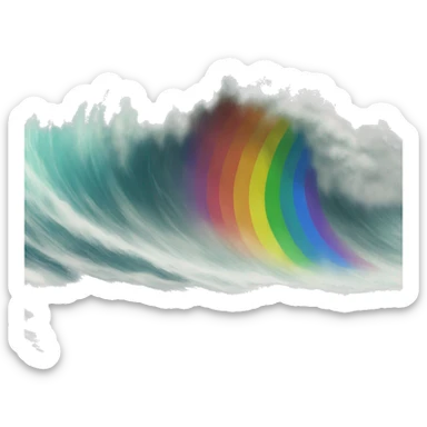 Rainbow tsunami sticker
