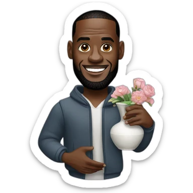 Lebron james holding a ceramic vase sticker