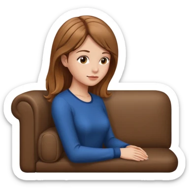 side view of woman sitting on sofa sticker