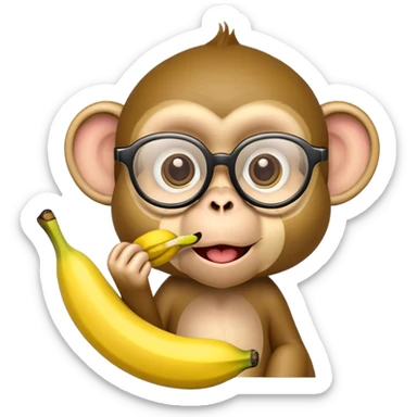 monkey with glasses eating a banana  sticker