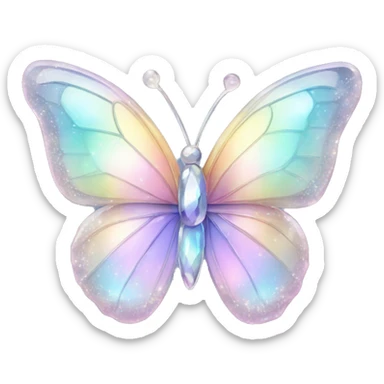 Pastel sparkly iridescent glass crystal butterfly sticker