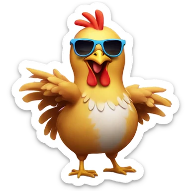 chicken with sunglasses dancing rave lights sticker