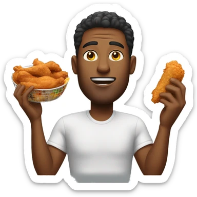 guy eating fried chicken sticker